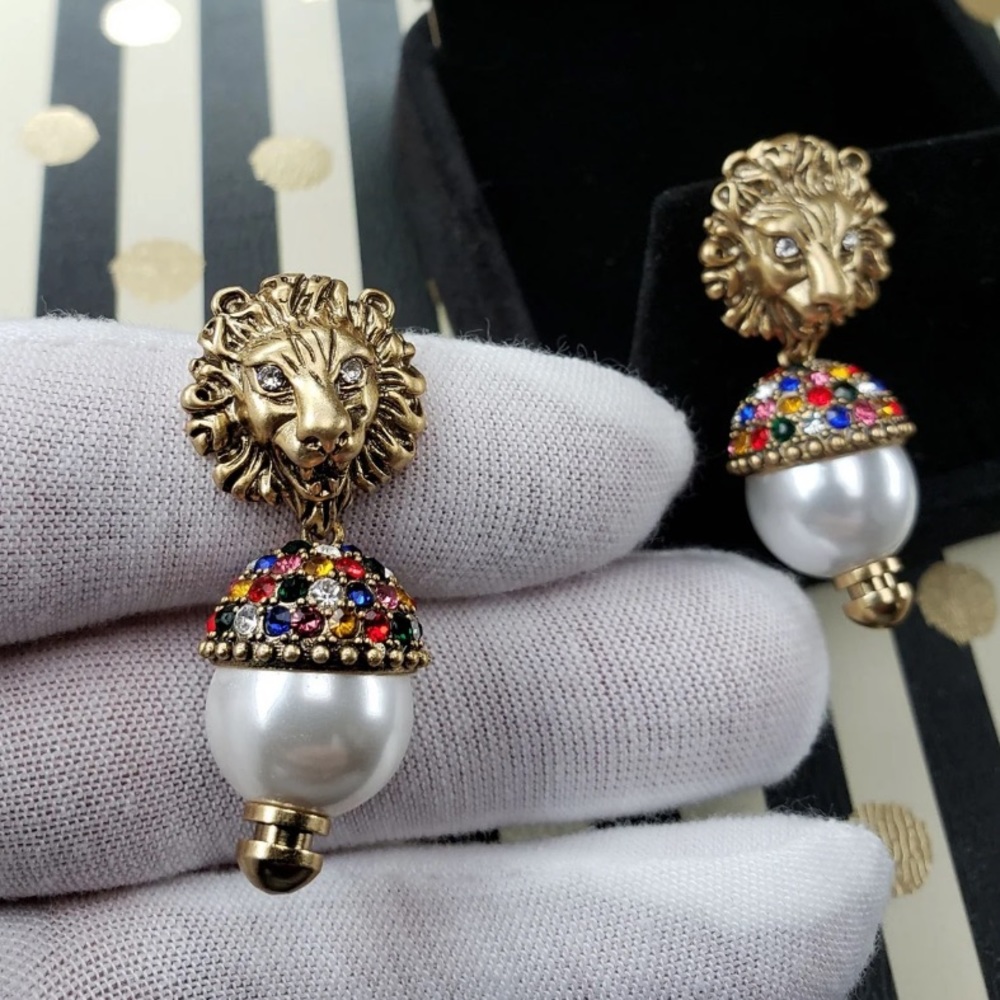 Gucci pearl white earrings, multicolored